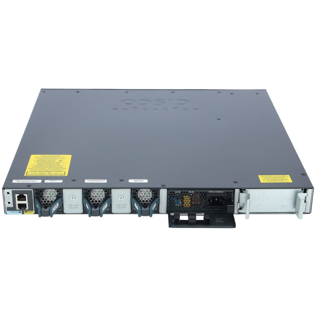 Cisco Catalyst 3650 Standalone with Optional Stacking 48 10/100/1000 Ethernet and 4x1G Uplink ports, with one 250WAC power supply, 1 RU, LAN Base feature set