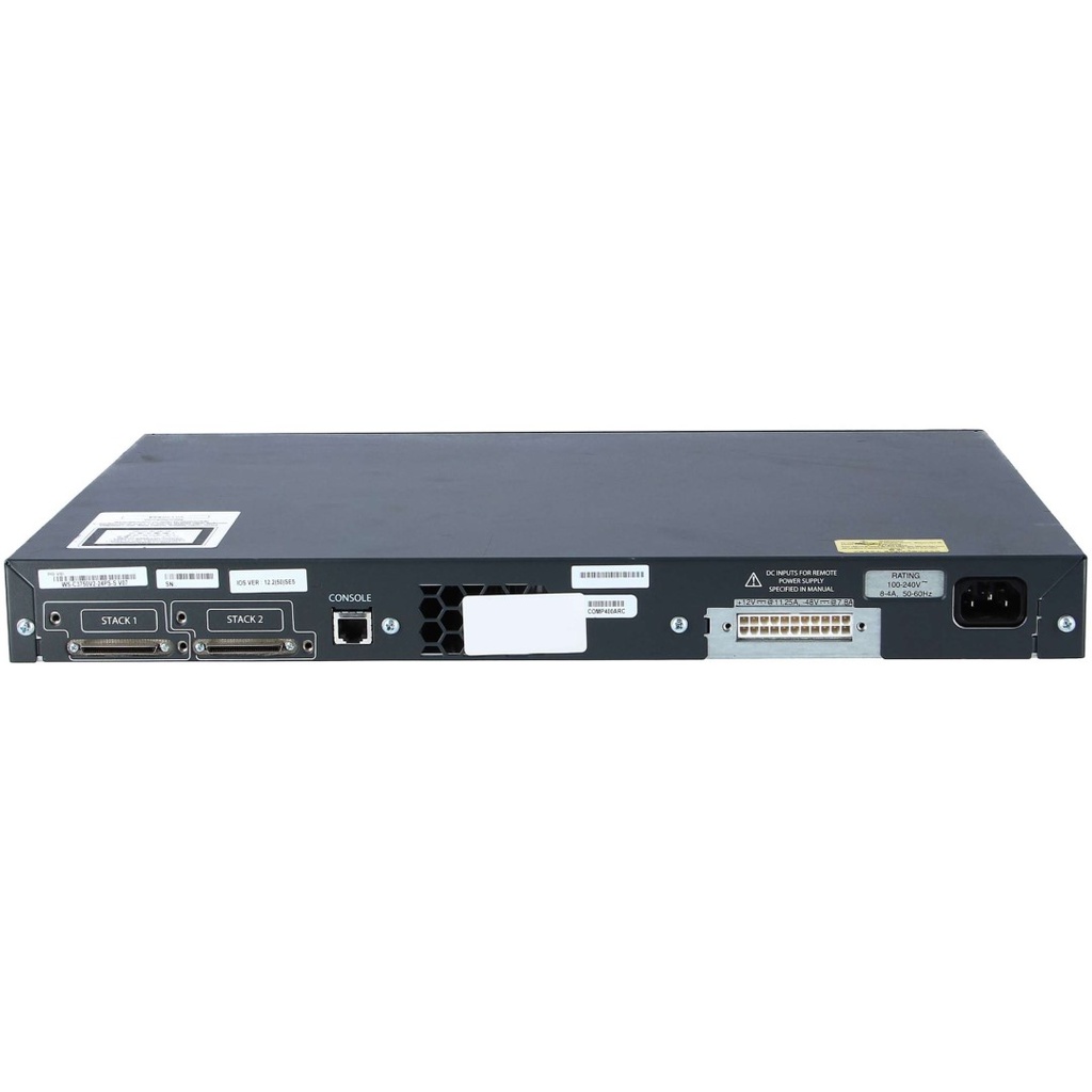 Cisco Catalyst 3750V2 Stackable 24 10/100/1000Base-T PoE Gigabit Ethernet ports & 4 SFP Uplink ports, IP Base software