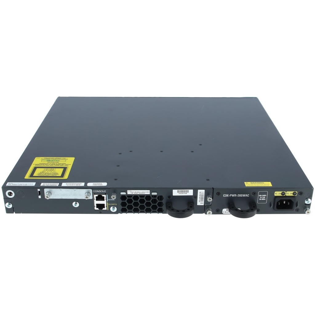 Cisco Catalyst 3560E 48 10/100/1000 (RJ45) ports and 2 10GE (X2), 265W AC, IP Base (IPB) software