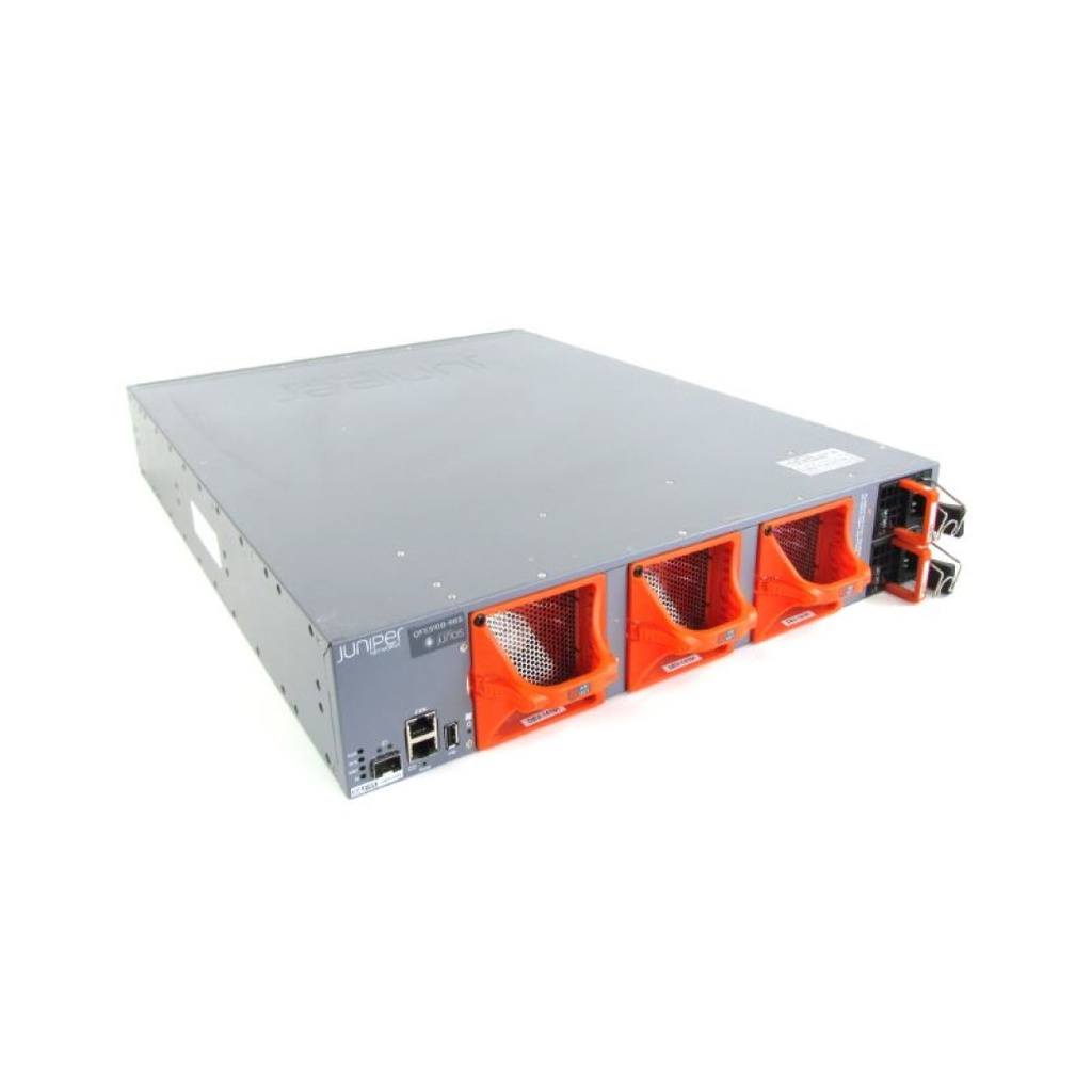 Juniper QFX5100, 96 SFP+/SFP ports, 8 QSFP ports, redundant fans, redundant AC power supplies, front-to-back airflow