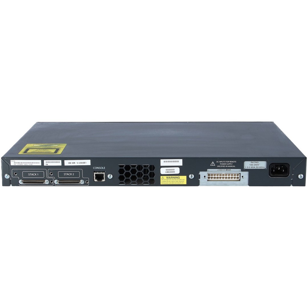Cisco Catalyst 3750V2 Stackable 48 10/100Base-T Ethernet ports & 4 SFP-based Gigabit Uplink ports, IP Base software