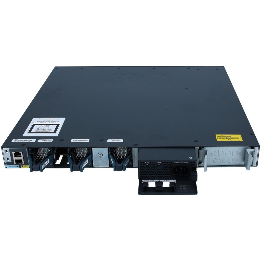 Cisco Catalyst Standalone with Optional Stacking 48 10/100/1000 Ethernet PoE+ and 4x1G Uplink ports, with one 1025WAC power supply, 1 RU, LAN Base feature set