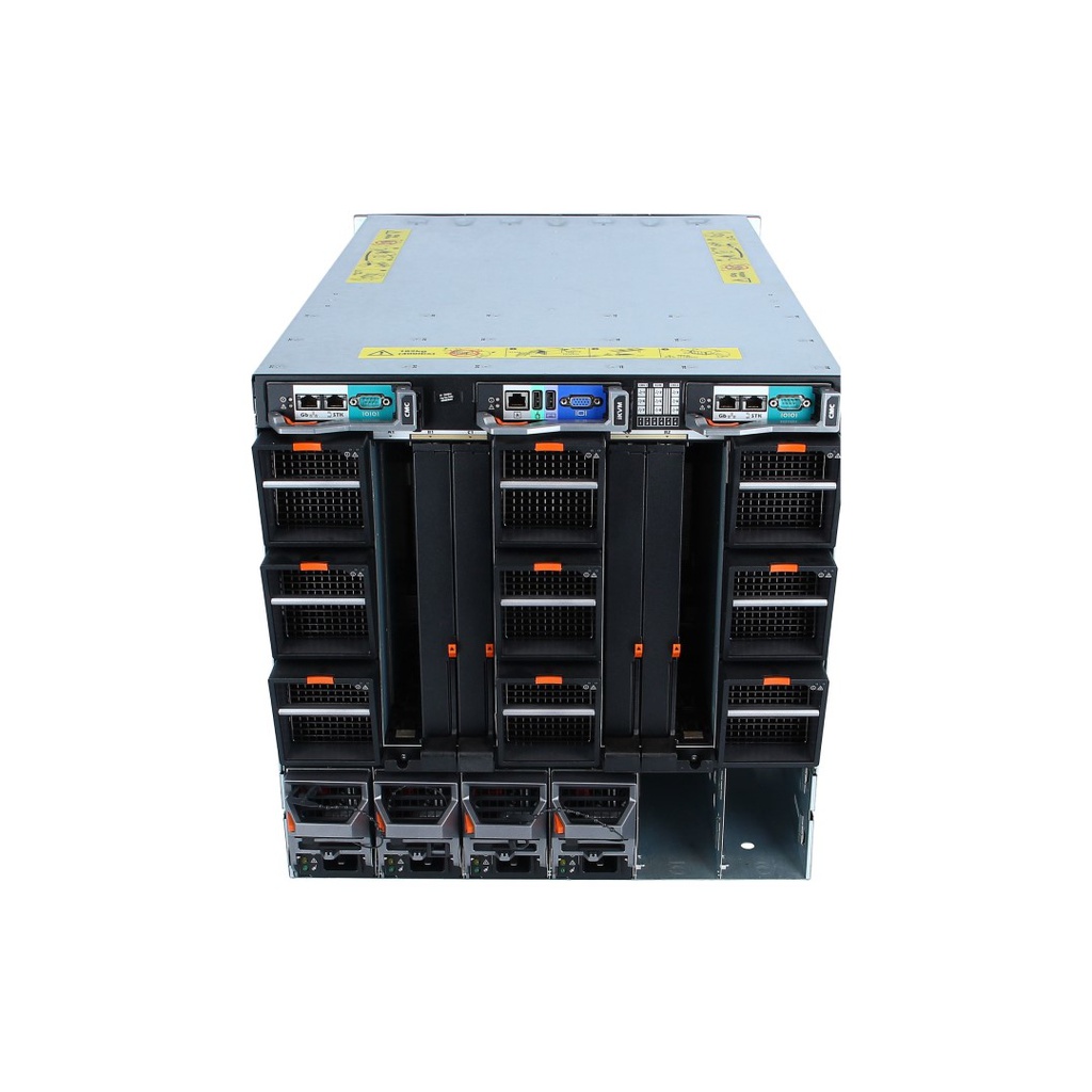 Dell PowerEdge M1000e 16 Slot Blade Chassis; 2x CMC Module; 6x Power supplies; 9x fans