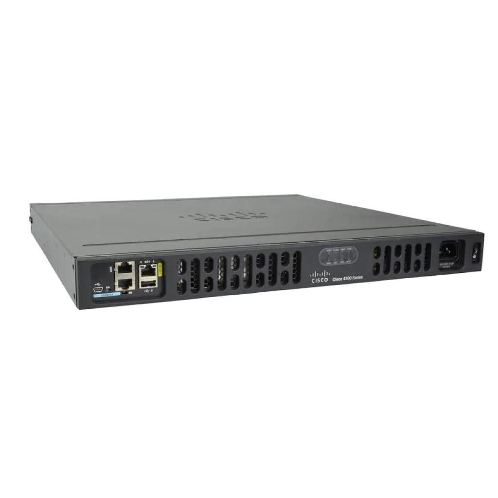 Cisco 4331 ISR with 3 onboard GE, 2 NIM slots, 1 ISC slot, 1 SM slot, 4 GB flash memory default, 4 GB DRAM default
