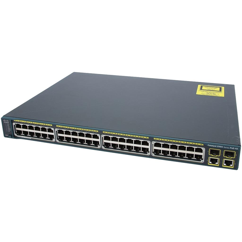 Cisco Catalyst 2960 48 10/100 PoE ports, 2 10/100/1000 & 2 SFP Uplink ports, LAN Base Image
