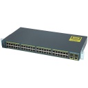 Cisco Catalyst 2960 48 10/100 Ethernet ports, 2 dual-purpose uplinks (each dual-purpose uplink port has 1 10/100/1000 Ethernet port and 1 SFP-based Gigabit Ethernet port, 1 port active), LAN Base software