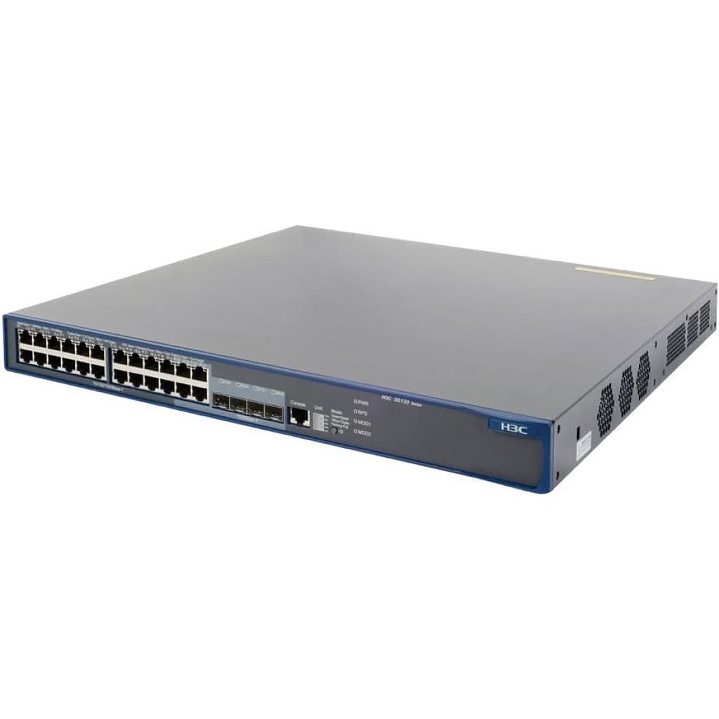 HPE 5120-24G-PoE EI Switch with 2 Slots, 24 RJ-45 auto-sensing 10/100/1000 PoE ports & 4 dual-personality ports (each port can be used as 10/100/1000 RJ-45 PoE port or SFP mini-GBIC port)