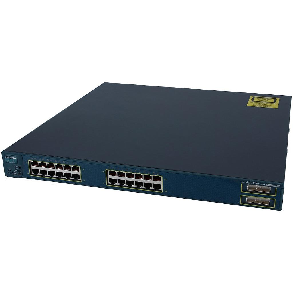 Cisco Catalyst C3550 Stackable 24 10/100 inline power Ethernet ports & 2 Gigabit Ethernet GBIC ports, Standard Multilayer Image software