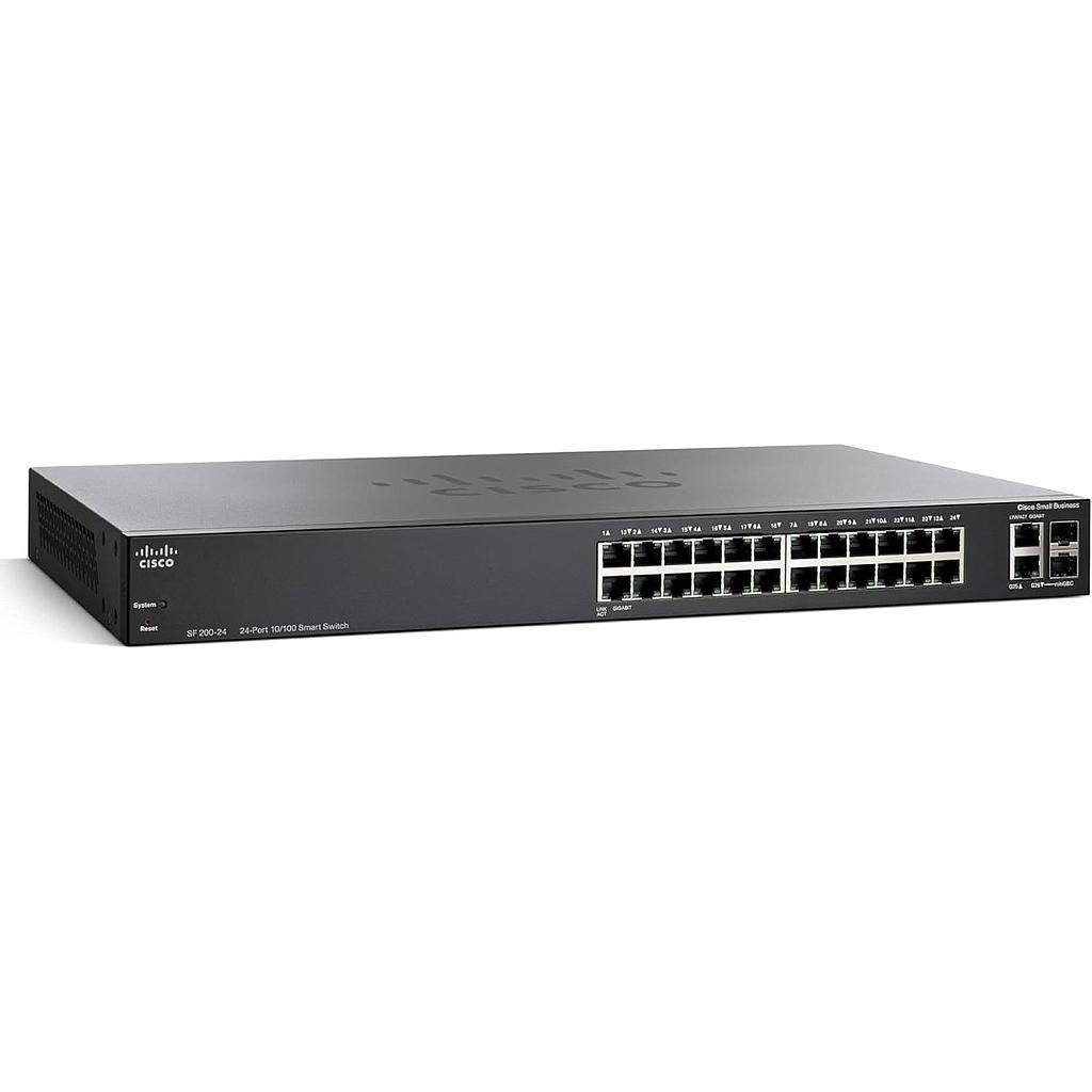 Cisco Small Business 200 Series SF200-24 Smart Switch, 24-Port 10/100 & 2 combo mini-GBIC ports