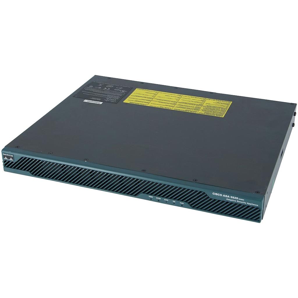 Cisco ASA 5520 Firewall Edition includes 4 Gigabit Ethernet interfaces + 1 Fast Ethernet interface, 750 IPsec VPN peers, 2 SSL VPN peers, Active/Active and Active/Standby high availability, 3DES/AES license
