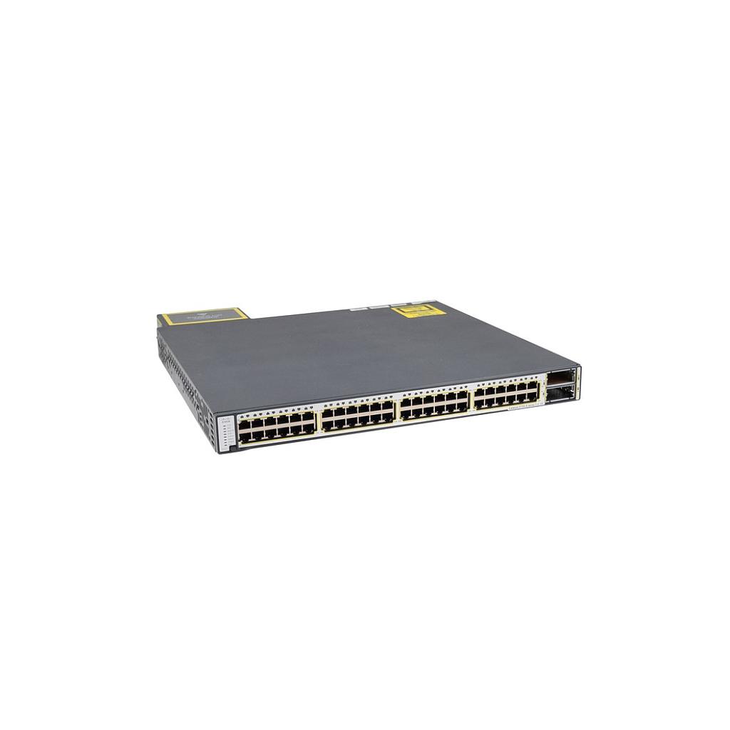 Cisco Catalyst 3750E Stackable 48 10/100/1000 Ethernet PoE ports & 2 10GE X2, with one 1150W AC Power Supply, IP Base software