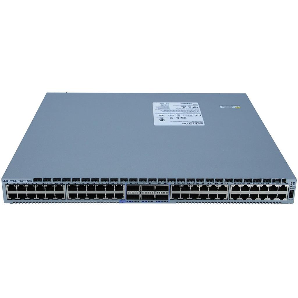 Arista 7280TR, 48x (1/10G) RJ-45 & 6x 100GbE QSFP switch, front to rear airflow, 2 x AC power supplies