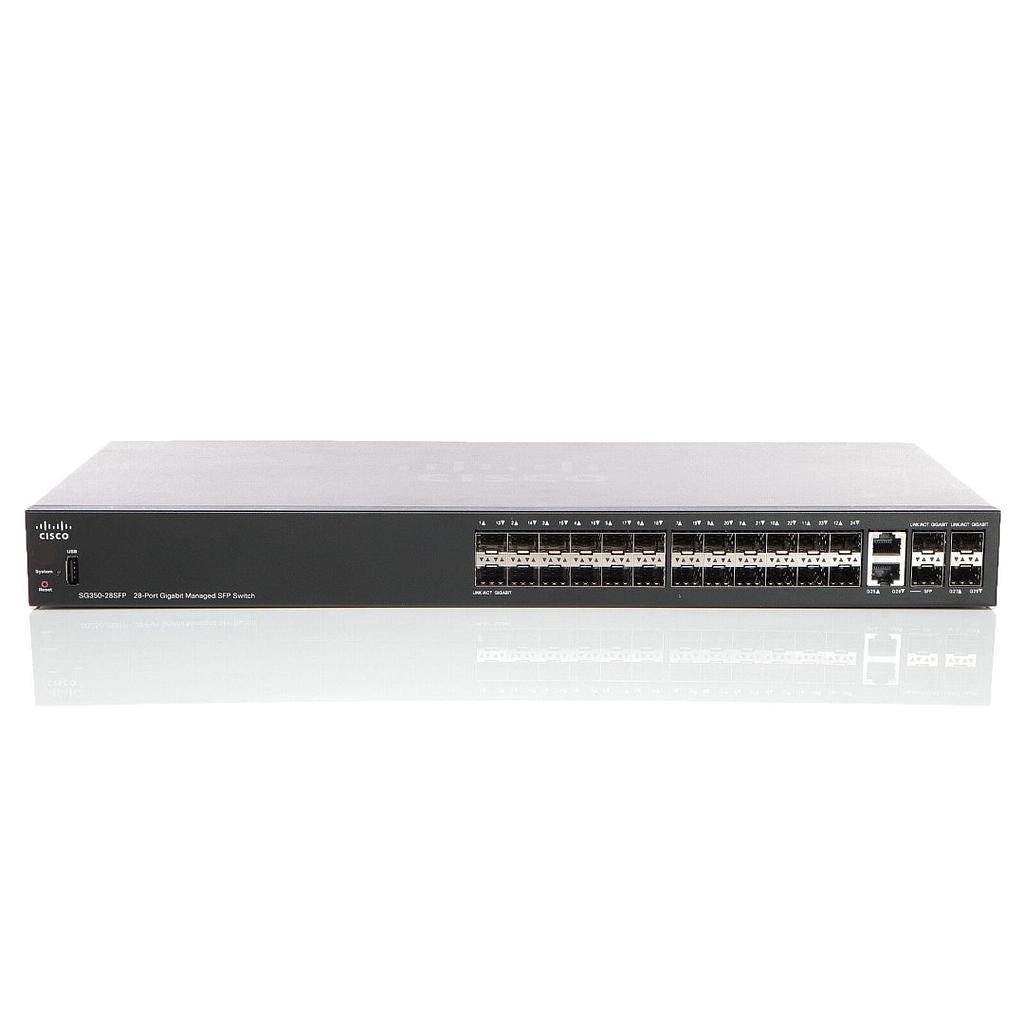 Cisco Small Business 350 Series SG350-28SFP Managed Switch, 24-Port Gigabit SFP, 2 combo copper/SFP Gigabit ports & 2 Gigabit SFP ports for UK