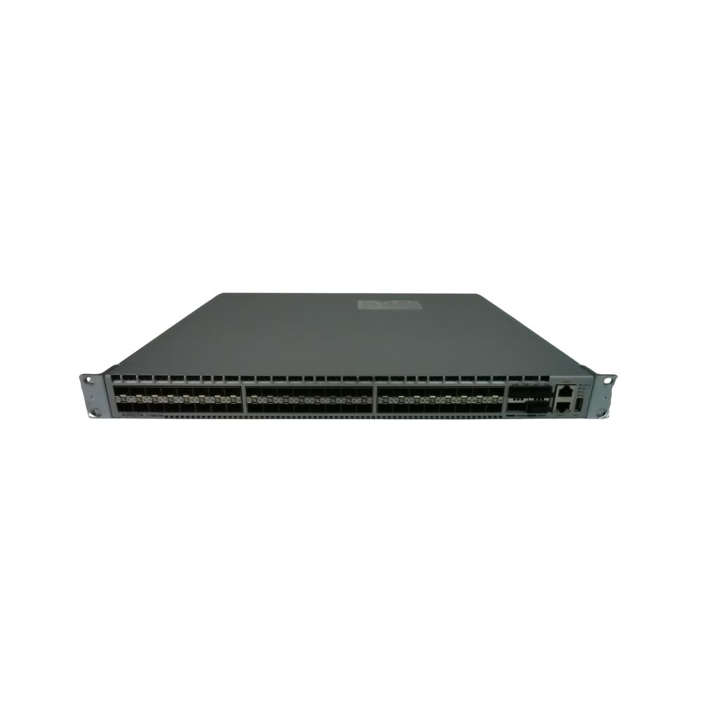 Arista 7150, 48x1/10G SFP+ & 4xQSFP+ switch, high precision clock, front-to-rear airfow, 2x AC PSU