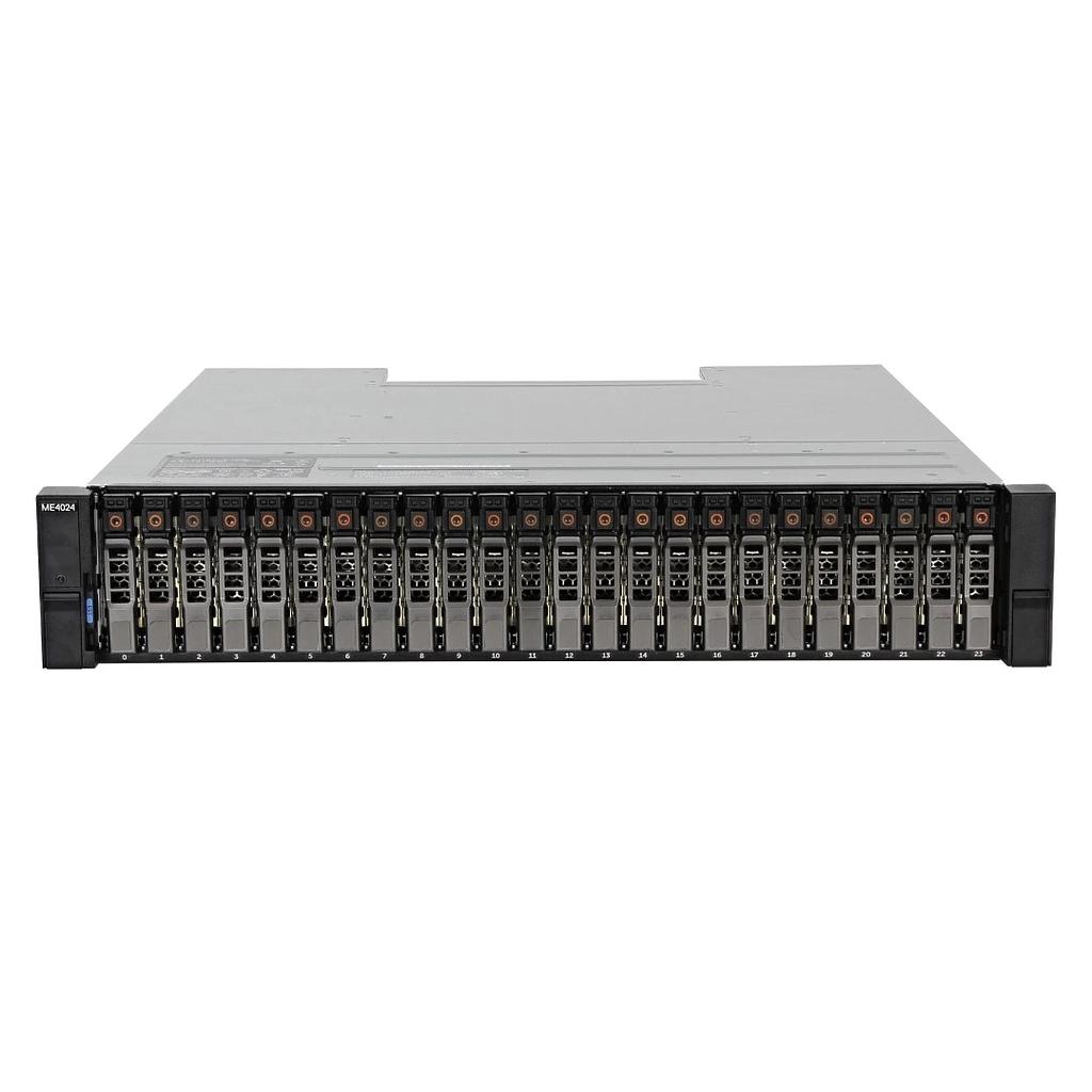 Dell PowerVault ME4024 24SFF 2U Storage Area Network (x2 0VMRF PSU 580W - x2 D3M1V 4-port 10GBASE-T iSCSI Module Controller)