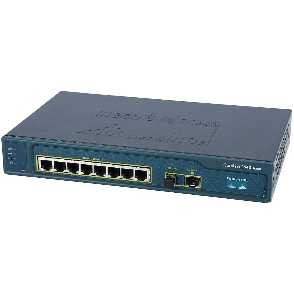 Cisco Catalyst 2940 Eight 10/100 Ethernet ports and One 100BASE-FX Ethernet port or One 1000BASE-X SFP port (1 uplink active at a time)