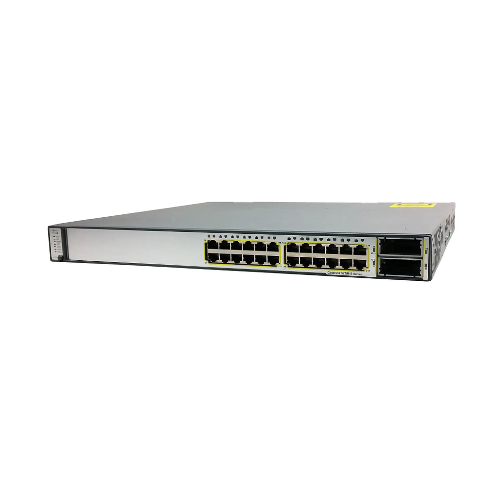Cisco Catalyst 3750E Stackable 24 10/100/1000 Ethernet ports & 2 10GE X2, with one 265W AC Power Supply, IP Services software