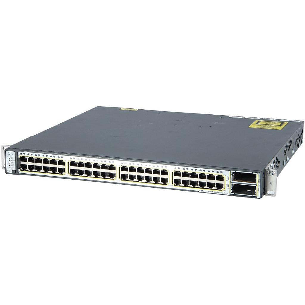 Cisco Catalyst 3750E Stackable 48 10/100/1000 PoE Ethernet ports & 2 10GE X2, with one 750W AC Power Supply, IP Base software