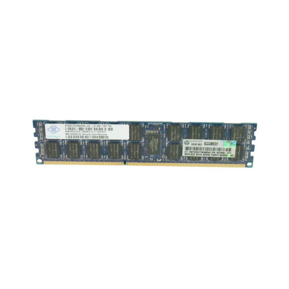 HPE 8GB 2Rx4 PC3L-10600R (DDR3-1333) Registered CAS-9 Low Voltage Memory Kit