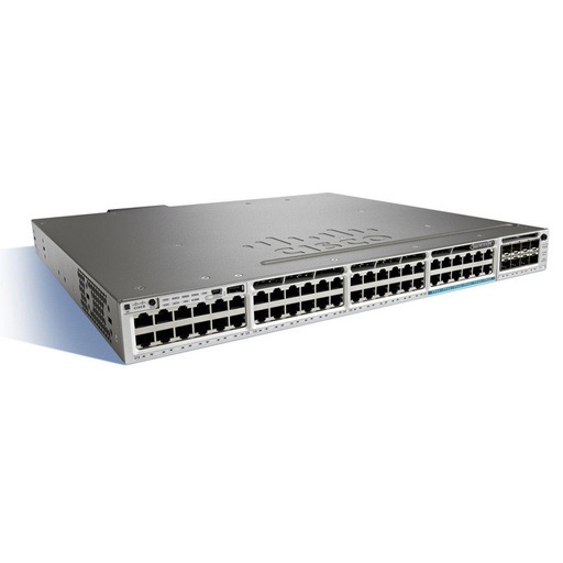 [WS-C3850-12X48U-S] Cisco Catalyst 3850 Stackable 48 10/100/1000 with 12 100Mbps/1/2.5/5/10 Gbps UPOE Ethernet ports, with one 1100W AC power supply  1RU, IP Base feature set