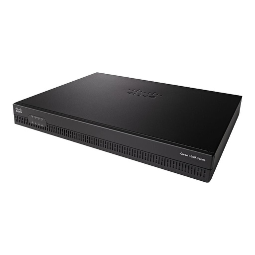 Cisco 4321 ISR with 2 onboard GE, 2 NIM slots, 1 ISC slot, 4 GB Flash Memory default, 4 GB DRAM default with Application Experience (AX) bundle