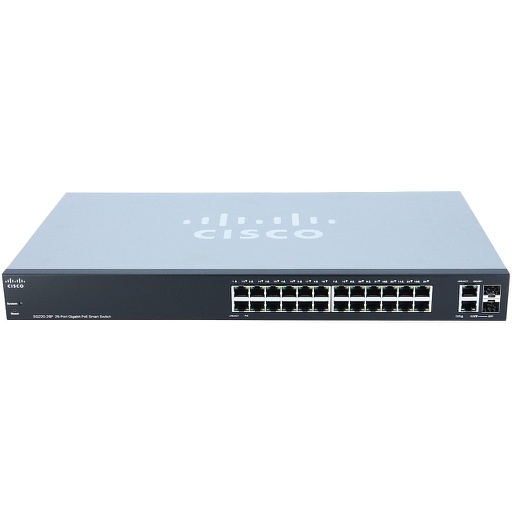 Cisco Small Business 220 Series SG220-26P Smart Switch, 24-Port 10/100/1000 PoE+ with 180W power budget & 2 Gigabit RJ45/SFP combo ports