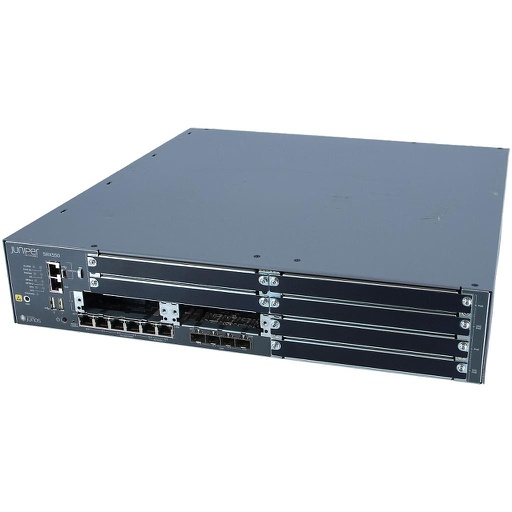 [SRX550-645AP] Juniper SRX550 Services Gateway, 2 RU height, 6 GPIM slots, 2 Mini-PIM slots, 6  10/100/1000BASE-T ports, 4GbE SFP ports,  dual PS slots, fans; ships with one 645 watt AC power supply with 247 W PoE power (power cord and rack-mount kit included)