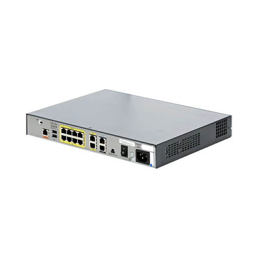 [CISCO1812/K9] Cisco 1812 ISR Security router with dual 10/100 WAN ports, 8-port 10/100BASE-T switch, ISDN S/T backup, Cisco IOS Advanced IP Services, 32 MB Flash, and 128 MB DRAM