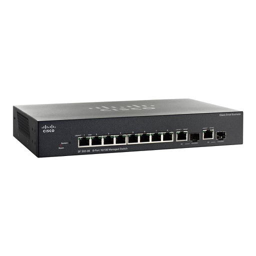 [SRW208G-K9] Cisco Small Business 300 Series SF302-08 Managed Switch, 8-port 10/100 Mbps with 2 combo Gigabit Uplinks