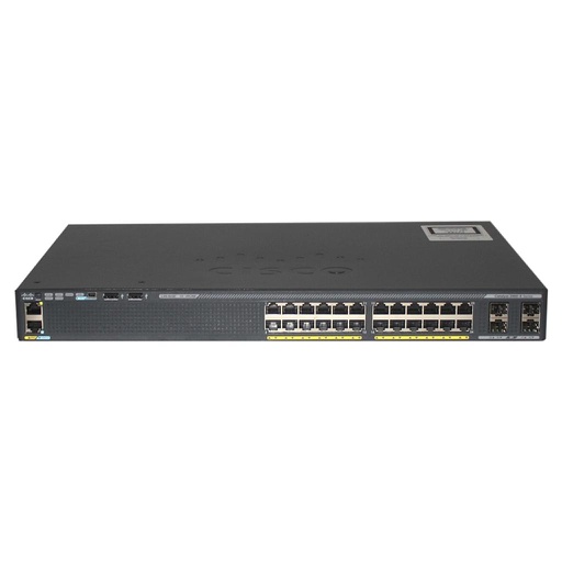 [WS-C2960XR-24PS-I] Cisco Catalyst 2960XR 24 10/100/1000 PoE+ ports (PoE budget of 370 W) and 4 SFP module slots, with one 640W AC power supply, IP Lite