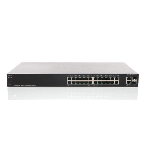 Cisco Small Business 200 Series SG200-26P Smart Switch, 24-Port 10/100/1000 PoE & 2 combo mini-GBIC ports