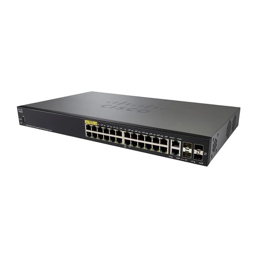 Cisco Small Business 350 Series SG350-28MP Managed Switch, 24-Port 10/100/1000 PoE+ with 382W power budget & 2 Gigabit copper/SFP combo ports & 2 SFP ports