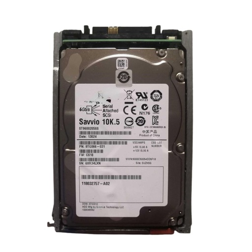 [005049804] 005049804 | 600GB 10K SAS 2.5" HDD para VNX con caddy