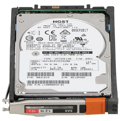 [005051469] EMC 1.2TB 10K 2.5-inch SAS 6Gb/s Hard Drive for VNX w/ caddy