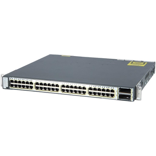 [WS-C3750E-48PD-S] Cisco Catalyst 3750E Stackable 48 10/100/1000 PoE Ethernet ports & 2 10GE X2, with one 750W AC Power Supply, IP Base software