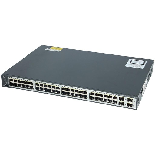 [WS-C3750V2-48PS-S] Cisco Catalyst 3750V2 Stackable 48 10/100Base-T PoE Ethernet ports & 4 SFP Uplink ports, IP Base software
