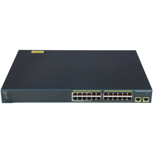 [WS-C2960-24LT-L] Cisco Catalyst 2960 24 10/100 (PoE supported on 8 ports) and two fixed 10/100/1000TX uplink ports, LAN Base Image