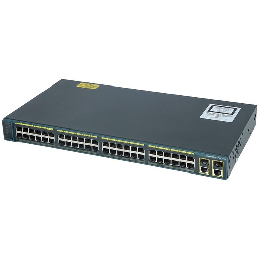 [WS-C2960+48TC-L] Cisco Catalyst 2960-Plus 48 10/100 Mbps Ethernet Interfaces, 2 SFP or 2 1000BASE-T RJ45 uplink interfaces, LAN Base Image