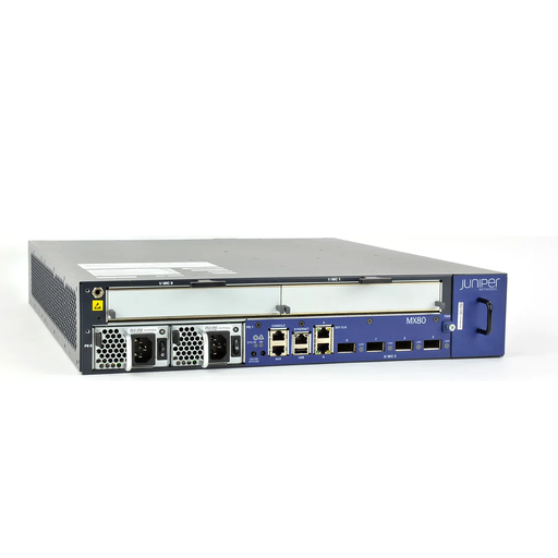 [MX80-AC] Juniper MX80 Router chassis with 2 MIC slots, 4x10GE XFP built-in ports, AC power supply, Fan Tray w/Filter