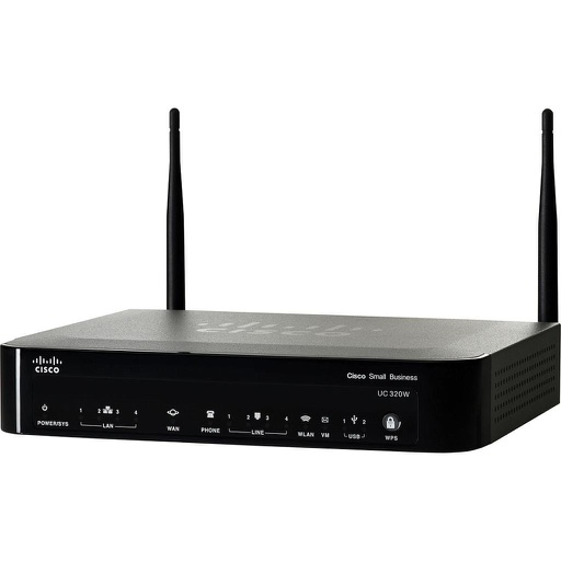 [UC320W-FXO-K9] Cisco Unified Communications 320 Wireless 24 User configuration with 4 Analog ports (FXO), 4 Gigabit LAN ports