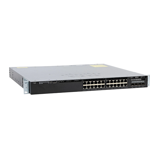 [WS-C3650-24PS-E] Cisco Catalyst 3650 Standalone with Optional Stacking 24 10/100/1000 Ethernet PoE+ and 4x1G Uplink ports, with one 640WAC power supply, 1 RU, IP Services feature set