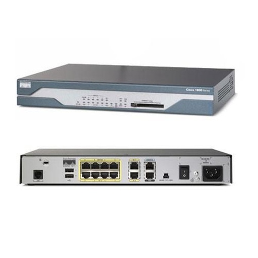 [CISCO1801/K9] Cisco 1801 ISR ADSL over POTS router with 8-port 10/100BASE-T switch, ISDN S/T backup, Cisco IOS Advanced IP Services, 32 MB Flash, and 128 MB DRAM