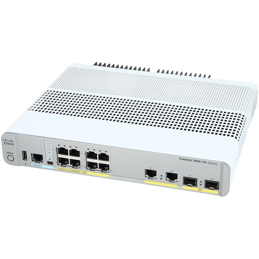 [WS-C2960CX-8PC-L] Cisco Catalyst compact switch 2960CX PoE+ Switch, 8 10/100/1000 GE PoE+, 2x 1G RJ45 & 2x 1G SFP uplink ports, LAN Base