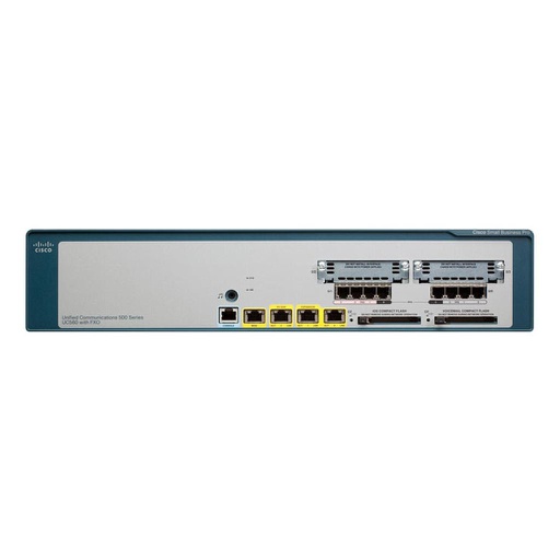 [UC560-FXO-K9] Cisco Unified Communications 560 with 16 user licenses for UC and integrated messaging, 4 FXO ports, 4 FXS ports, 3 Layer 2 Gigabit Ethernet expansion ports, and 2 voice interface card (VIC) slots. Upgradable to 104 users max.