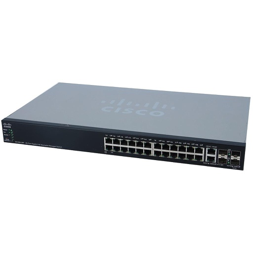[SG500-28P-K9-G5] Cisco Small Business 500 Series SG500-28P Stackable Managed Switch, 24-Port 10/100/1000 PoE+ with 180W power budget & 4 Gigabit Ethernet (2 combo RJ45/SFP & 2 SFP) ports